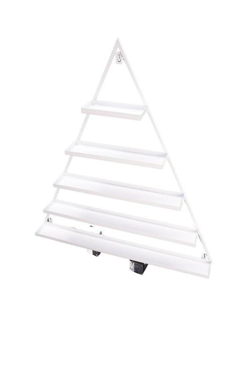 LEYSRIS Wall-Mounted Nail Polish Rack, Set of 6 Triangular White Nail Polish Shelf Lipstick Perfume Cosmetic Display Shelf for Home Spa Nail Salon Shop