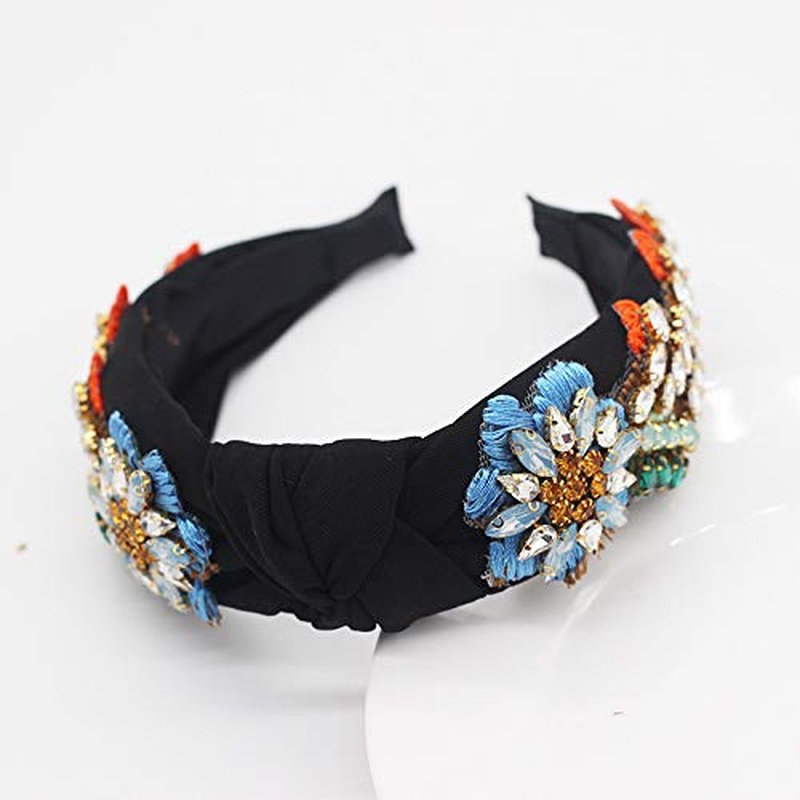 QTMY Rhinestone Crystal Headbands for Women,Hair Hoop Accessories Headwear Jewelry,522 (Black)