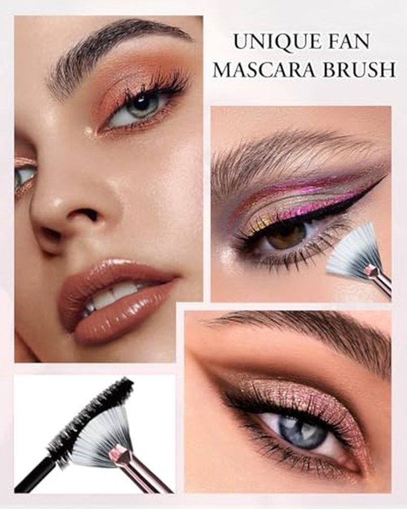 Makeup Brushes with Case, 20PCs Travel Makeup Brush Set, Foundation Concealer Blush Eyeshadow Brush Set Contour Powder Eyebrow Eyelash Brush Kit with Led Light Mirror Holder & 2 Powder Puff-Champagne
