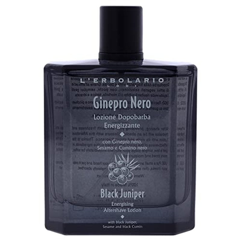 L'Erbolario Black Juniper Energising Aftershave Lotion - Refreshing And Toning Properties - Restorative Effect - Ideal Comfort For Skin On Face And Neck - Plant-Derived Active Ingredients - 3.3 Oz