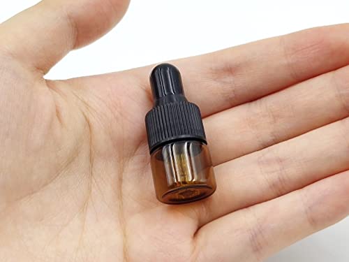 YYNGJCK 15Packs 3ml Tiny Amber Glass Mini Dropper Bottles for Essential Oils, Cosmetics, and Liquid Small Empty Travel Sample Vials with Dropper and Black Caps
