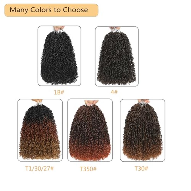200 Strands Pre-looped Yanky Twist Crochet Hair 8 Packs Pre-twisted Curly Crochet Braids 10 Inch Short Brown Blonde Ombre Bohemian Yanky Twist Hair Crochet Braiding Hair Extensions for Women T1 30 27
