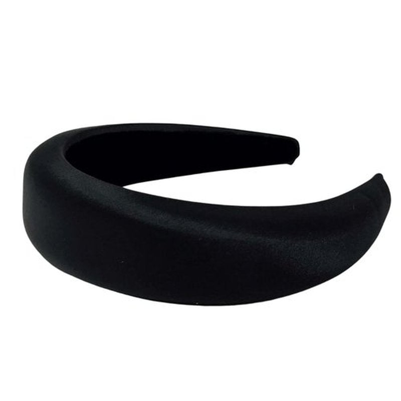 Bellefixe Wide Padded Headband for Women (Black Satin)
