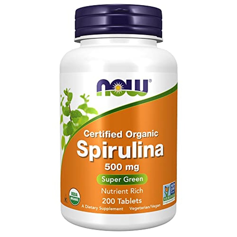 NOW Foods Supplements, Organic Spirulina 500 mg with Vitamins, Minerals and GLA (Gamma-Linolenic Acid), 200 Tablets