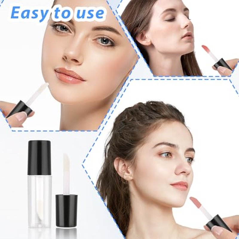 JJUNW 10pcs Empty Lip Gloss Tubes, 1.2ml Mini Refillable Cosmetic Containers Bottles Lip Balm Bottles Lipgloss Dispenser for Lipstick Samples, Lip Balms
