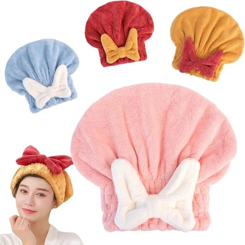 ZANWANXIN New Super Absorbent Hair Towel Wrap for Wet Hair, Efficient Absorbent Hair Towel Wrap, Quick-Drying Thickened Soft Bow Tie Wet Hair Towel Wrap for Women, Bow Knot Hair Towel Wrap (All)