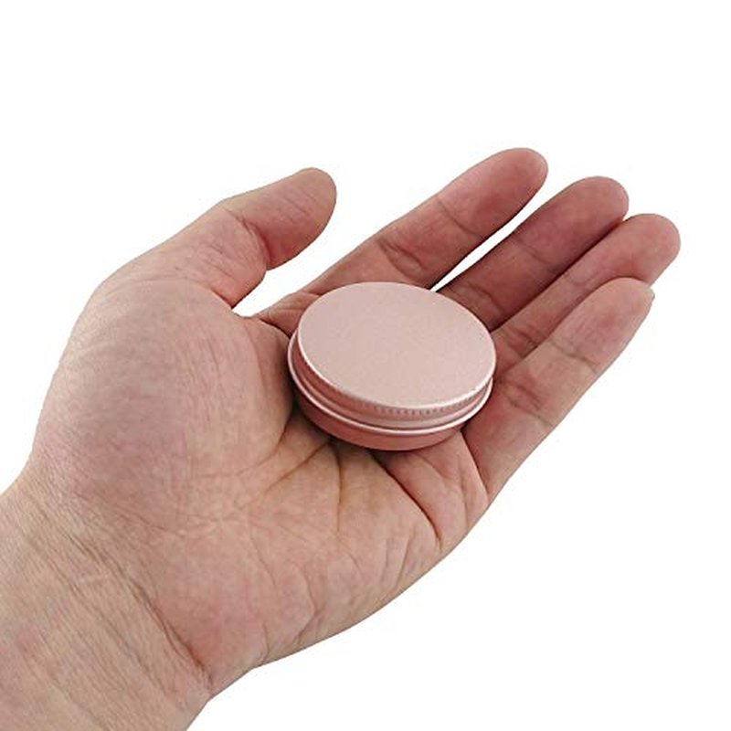 1 Ounce Aluminum Tin Jar Refillable Containers 30ml Aluminum Screw Lid Round Tin Container Bottle for Cosmetic, Lip Balm, Cream, 20 Pcs Rose Gold