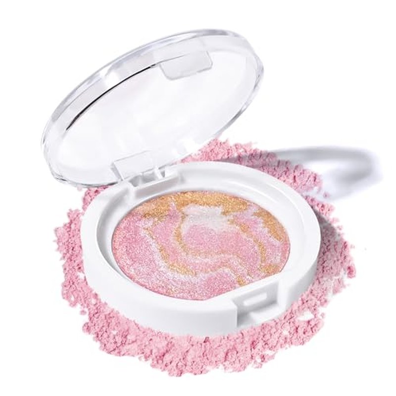 KYDA Baked Blush, High Glossy Face Blusher, Shimmer Pressed Powder Blush, Buildable Lightweight Formula, Radiance Pink Glow Blush Makeup, Multiuse Baked Powder for Face Eye Cheeks, #01
