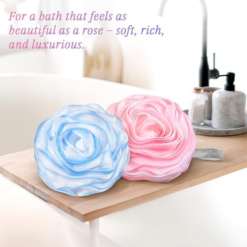 LAYUKI Bath Loofah Sponge,Bath Shower Loofah Sponge,Body Wash Sponge,Exfoliating Bath Sponge,Body Scrubber (Set of 2 Pieces,Pink and Blue)