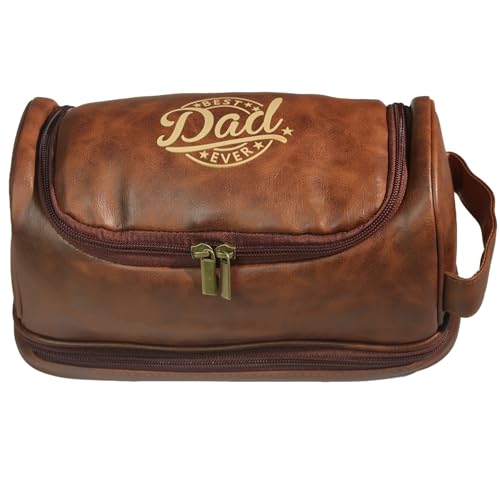 Sparklove Toiletry Bag for Men, Large Leather bathroom accessories, Travel Essentials Dopp kit, Gifts for Father, Dad, Boyfriend, Grandpa, Shaving Kit for Men Bag