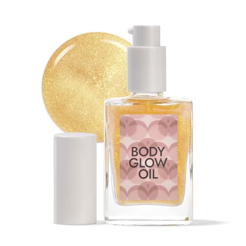 Shimmer Body Oil for Glowing Skin Body Shimmer Oil Hydrating Makeup Highlighter for Body and Face Enhancer Natural Radiance and Dewy Finish Skin Tones (02#, 1.02 fl. oz/ 30ml)