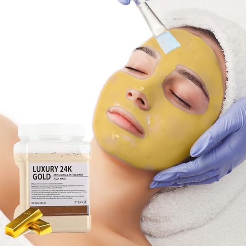 CarPerif Jelly Mask for Facials Professional Natural Gel Face Masks, Hyaluronic acid Hydrating Rubber Mask Jar Face Mask SkinCare 23 Fl Oz (24K Gold)