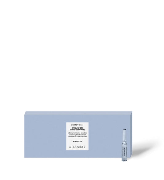 [ comfort zone ] Hydramemory Hydra & Glow Ampoules, Illuminating Hydrating Concentrate, Softens, Smooths, Intensive Treatment, Vegan, Made in Italy, Niacinamide, Polyglutamic Acid, 7 x 0.06 Fl Oz