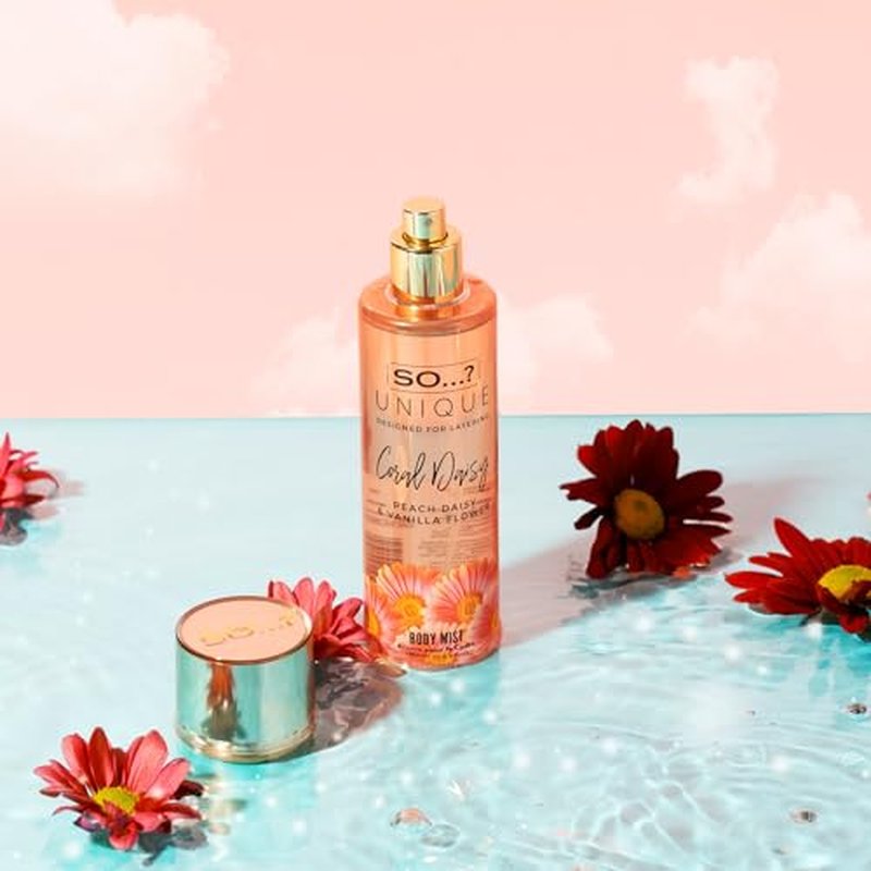 So…?… Unique Coral Daisy Body Mist - Perfume for Women - Gourmand Fruity Vanilla Perfume - Gifts for Women - Body Spray for Women - 5.1 oz