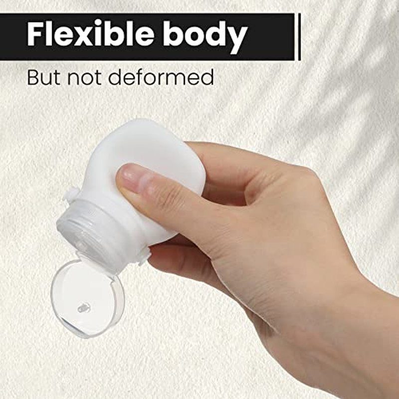 RONRONS Silicone Travel Bottles, 1oz Sauce Salad Dressing Bottles Condiment Container Small for Shampoo Toiletries Conditioner (2 Pieces)