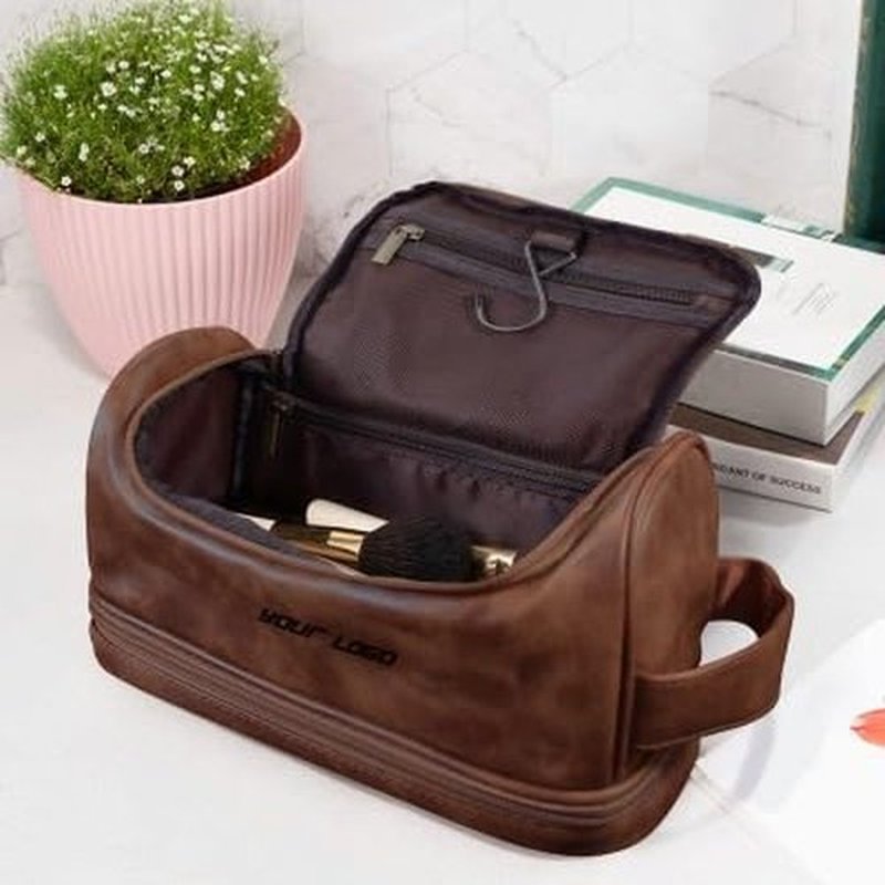 Sparklove Personalized Leather Toiletry Bag for Men, Handcrafted Travel Dopp Kit Gift with Custom Pattern and Text, Unique Gift for Men, Boyfriend, Dad, Father's Day Gifts