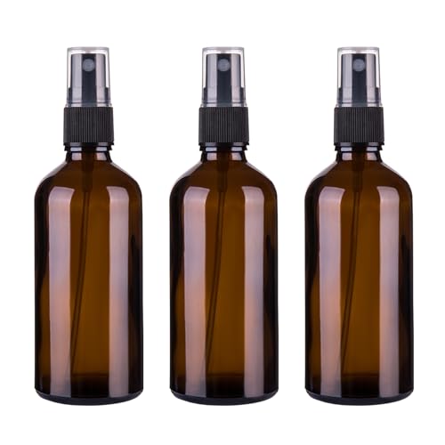Hydior 4oz Amber Glass Spray Bottle for Essential Oil, Empty Fine Mist Spray Bottle, 6 Pack