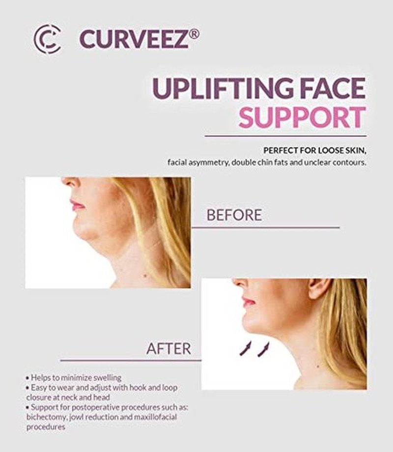 CURVEEZ Face Toning Belt Post Surgery Lipo Compression Chin Strap For Women | Faja Mentonera Reductora para Papada Y Cuello | For Use After Face and Chin Surgery