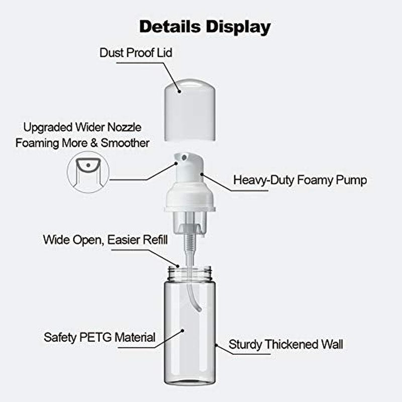 6 Pcs Empty Foam Pump Bottle 1oz/30ml Travel Size Plastic Pump Bottle Soap Bottle Portable Small Hand Sanitizer Dispenser Bottles, Refillable Clear Instant Foaming Bottles for Hand Lotion Shampoo