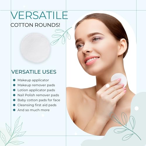 R-Neu Premium [Turkish] Cotton Rounds, 400 Count, Stitched, Waffle Textured, 100% Pure & Natural Cotton Pads for Face, Hypoallergenic Makeup Remover (4 Pack of 100)