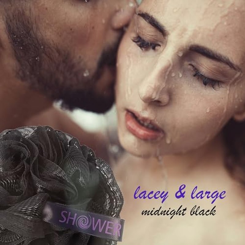 Loofah-Bath-Sponge Hot-Lacey-Mesh >> 4-Sexy-Lace-Colors by Shower Bouquet: 2-Scrubs-in-1 Large Full 60g Pouf Body Luffa Loofa Loufa Puff - Exfoliate, Cleanse Skin with Luxurious Bathing Accessories