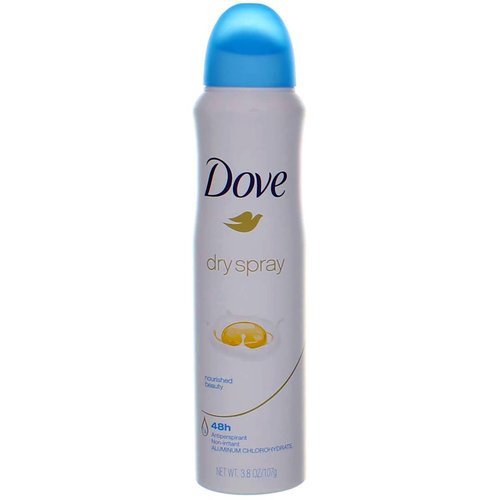 Dove Dry Spray Anti-Perspirant Deodorant, Nourished Beauty, 3.8 oz (4 Pack) (Bundle)