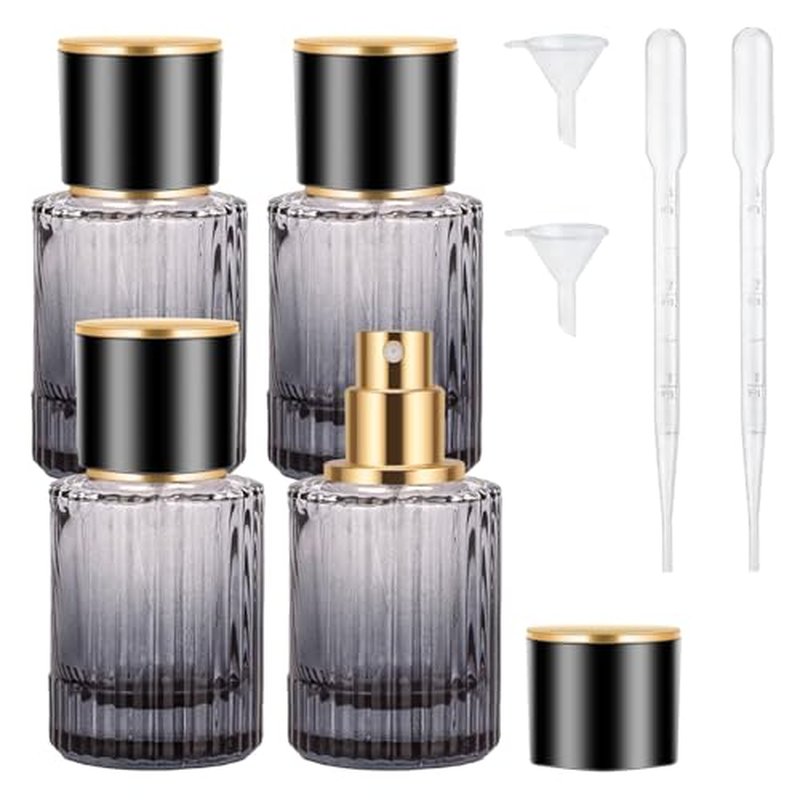 HXRYAGi Travel Vintage Perfume Bottle Empty, 2pcs 30ML High-quanlity Portable Perfume Atomizer with Funnel and Dropper, Fine Mist Leak-Proof Spray Atomizer Ideal for Perfume, Toner and Skin Care