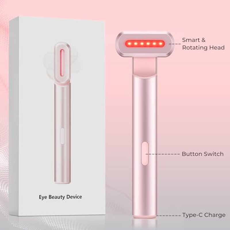 4-in-1 Light-Therapy-Wand,Red Light Therapy for Face and Neck - Microcurrent Facial Device for Anti-Aging - Face & Eye Massager Skincare (2 Colors led light)