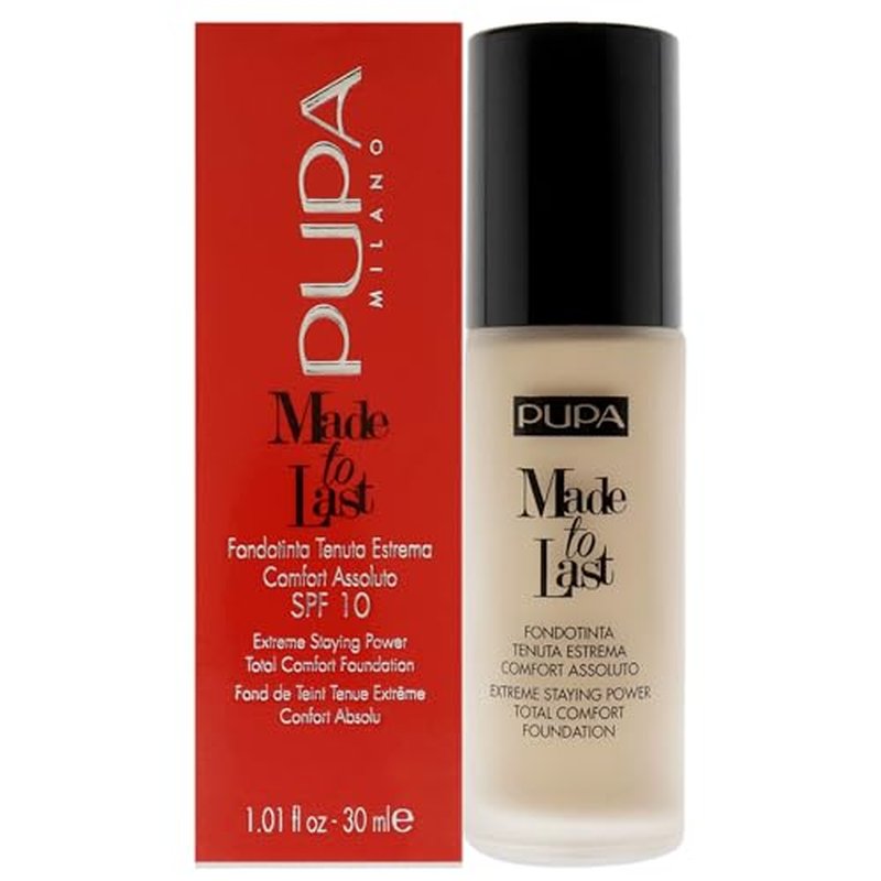 PUPA Milano Made To Last Extreme Staying Power Total Comfort Foundation - Extreme Hold Fluid Foundation - Long Lasting And Weather Resistant - Medium To High Coverage - Natural Beige - 1.01 Oz