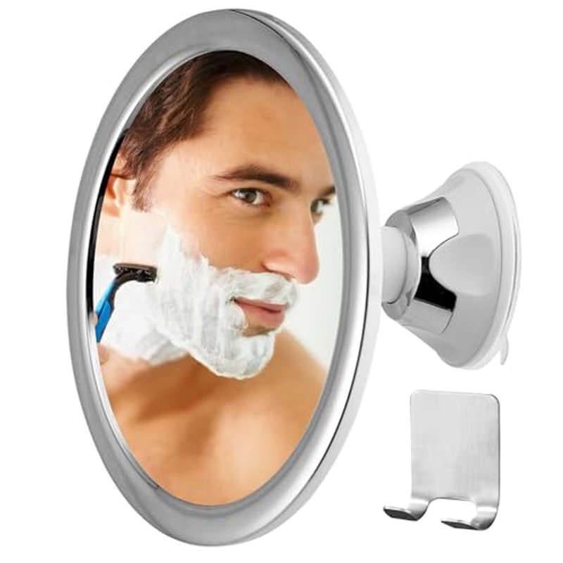 10X Magnifying Shower Mirror for Shaving and Make-up, Shatterproof Bathroom Mirror, Shower Mirror with Silicone Suction Cups, 360° swivelling