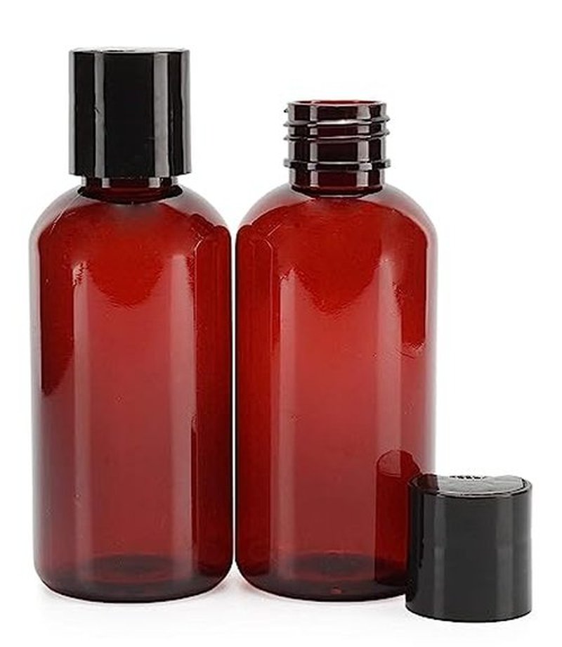 Cornucopia Brands 4oz Brown Plastic Squeeze Bottles w/Disc Top Flip Cap (6-Pack); BPA-Free Plastic Containers For Shampoo, Lotions, Liquid Soap, Creams