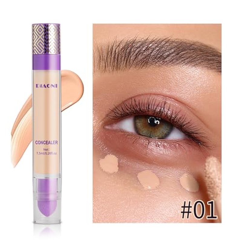 Diaoni Concealer, Diaoni Coverage Concealer, Diaoni Concealer Stick, Double-Sided Concealer with Brush,Lightweight, Long-Lasting, Waterproof, Foundation Concealer Stick (01#, 1)