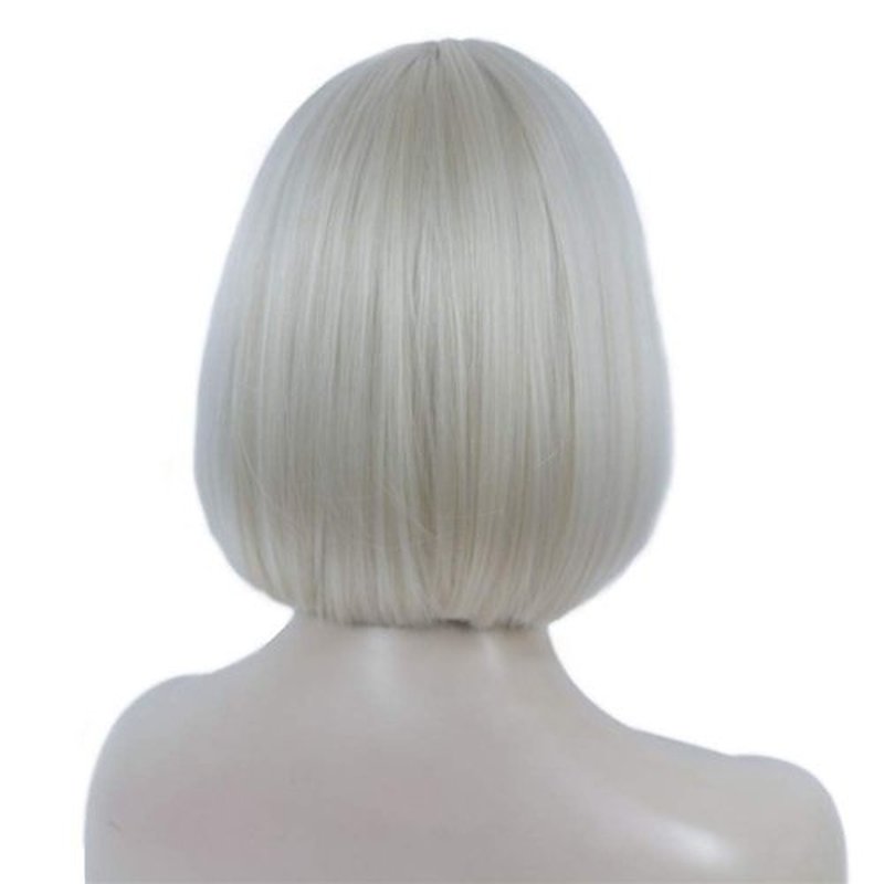 Aimole Short Straight Bob Wig Cute Flat Bangs Synthetic Full Women Wigs (614-Pale Blonde)