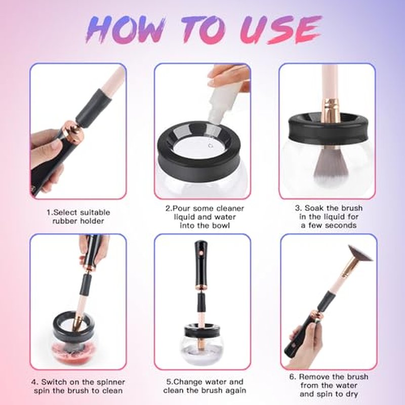 Makeup Brush Cleaner Machine - Super Fast Electric Makeup Brush Cleaner and Dryer - Quick Wash and Dry in Seconds - Suit for Most Makeup Brush Sizes