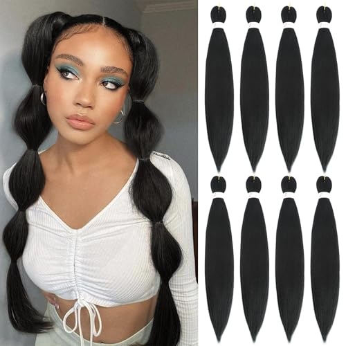 Pre Stretched Braiding Hair 26 inch 350# Braiding Hair for Black Women 8Packs Crochet Boho Braiding Hair Non Toxic (26 Inch(8packs), 350#)