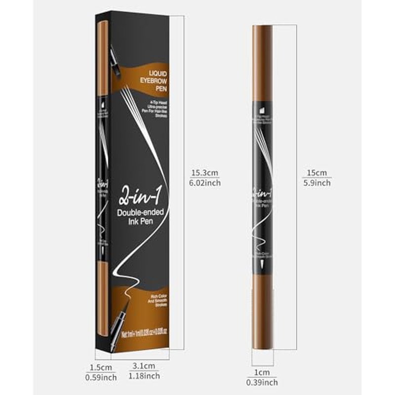 Lilyrhyme Dual Eyebrow Pen, Lilyrhyme Forked Dual-Ended Liquid Eyebrow Pencil, Lilyrhyme Precise Liquid Brow 2-In 1 Pen, Forked Dual Ended Microblading Eyebrow Pencil Waterproof (4PCS)