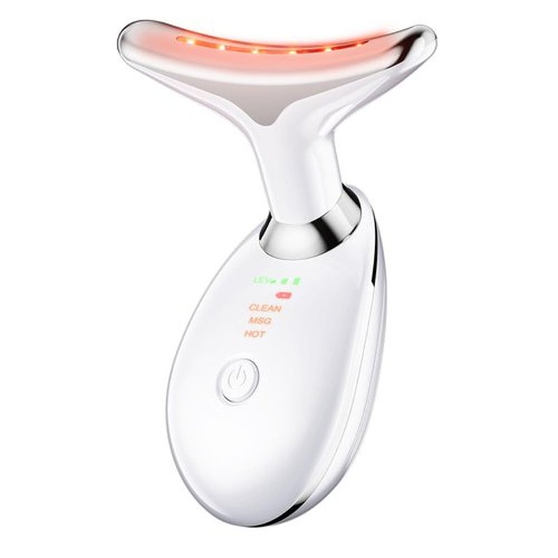 Neck Face Massager, Facial Massager Device, 3 Color Mode, Face Sculpting Tool for Double Chin with Thermal and Vibration (Whtie)