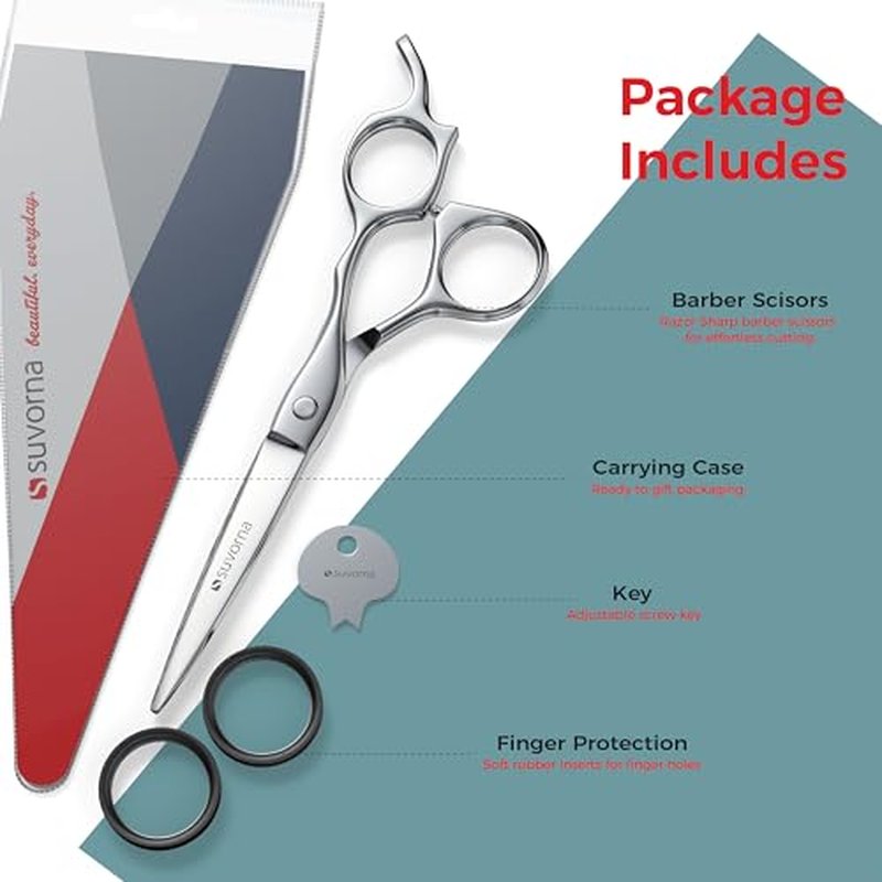 Suvorna 6.5" Hair Cutting Scissors for Professional, Barber & Hairdresser - Extremely Sharp Hair Shears for Cutting, Trimming, Grooming, Precision - Right Hand Hair Scissors for Men, Women, Adults.
