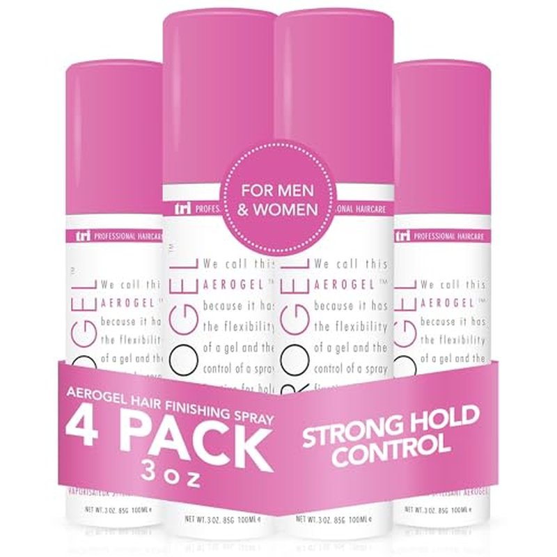 TRI Design Aerogel Hair Spray - Extra Hold, Free & Clear Hairspray Firm Hold for Women and Men, Travel, Volume Fixer & Non-Sticky Hairspray Essentials, Flexible Spray Nozzle Bottle - (3oz, Pack of 4)