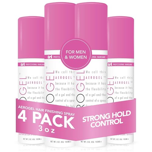 TRI Design Aerogel Hair Spray - Extra Hold, Free & Clear Hairspray Firm Hold for Women and Men, Travel, Volume Fixer & Non-Sticky Hairspray Essentials, Flexible Spray Nozzle Bottle - (3oz, Pack of 4)