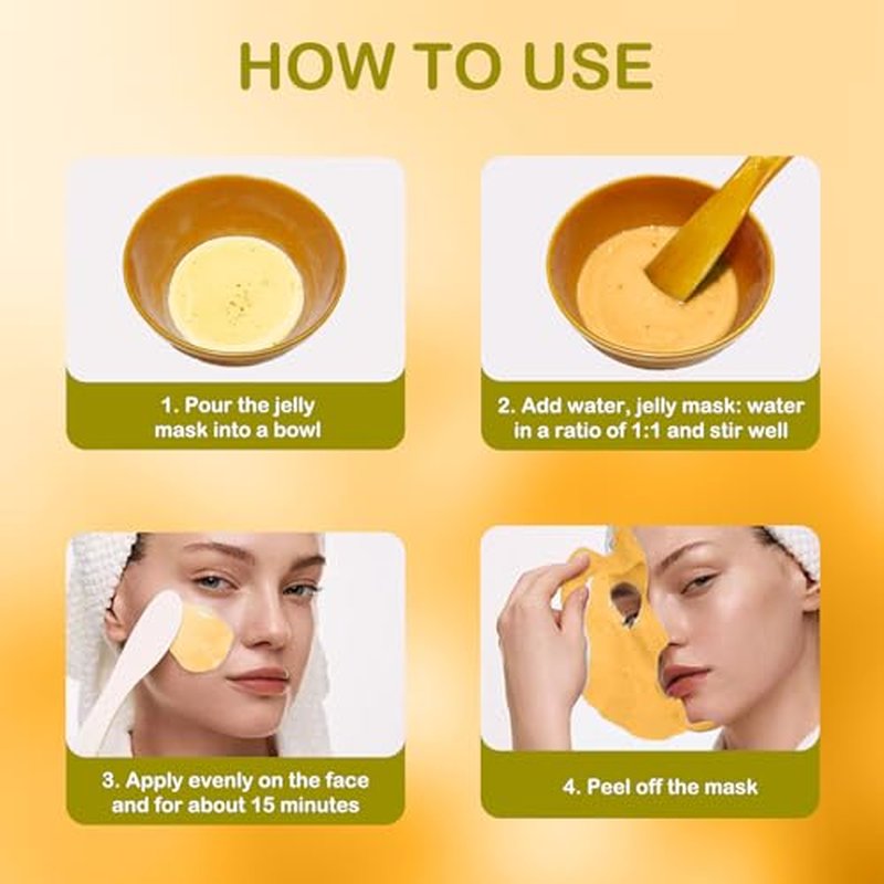 CarPerif Jelly Mask for Facials Professional Natural Gel Face Masks, Hyaluronic acid Hydrating Rubber Mask Jar Face Mask SkinCare 23 Fl Oz (24K Gold)