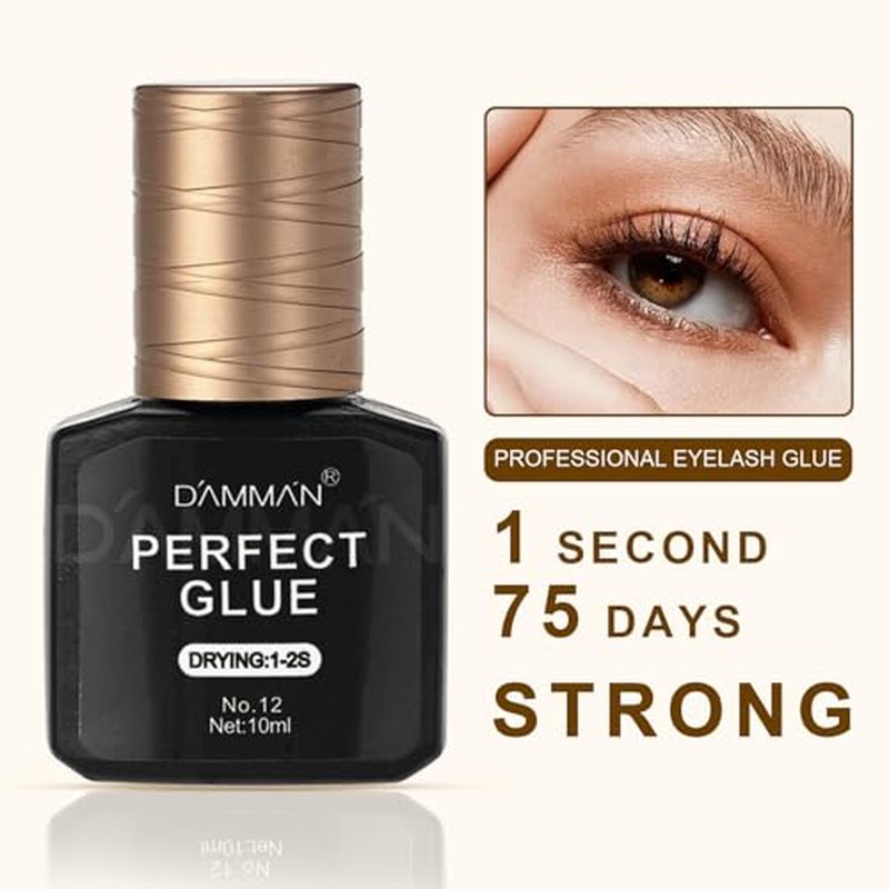1 Bottle 15ml 1-2 mins Remove Eyelash Damman Eyelash Remove Gel and 1 Bottle 1-2s Fast Drying Damman No.12 Eyelash Glue for Long Rentention 75 Days