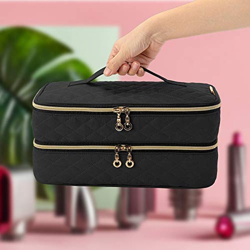 Teamoy Double-Layer Travel Storage Bag Compatible with Dyson Supersonic Hair Dryer, Blow Dryer Storage Bag, Portable Travel Organizer Bag for Hair Dryer and Attachments, Black(BAG ONLY)
