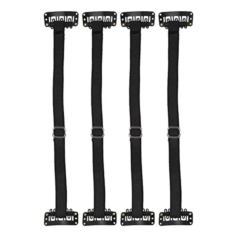 4pcs Facelift Bands with Clips, Elastic Facial Belt Eye Wrinkle Removal Belt, Facelift Patch Straps for Hair (Black)
