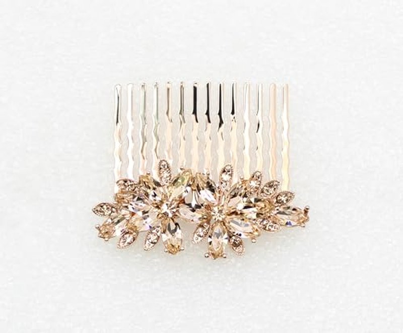 Faship Gorgeous Champagne Rhinestone Crystal Floral Hair Comb