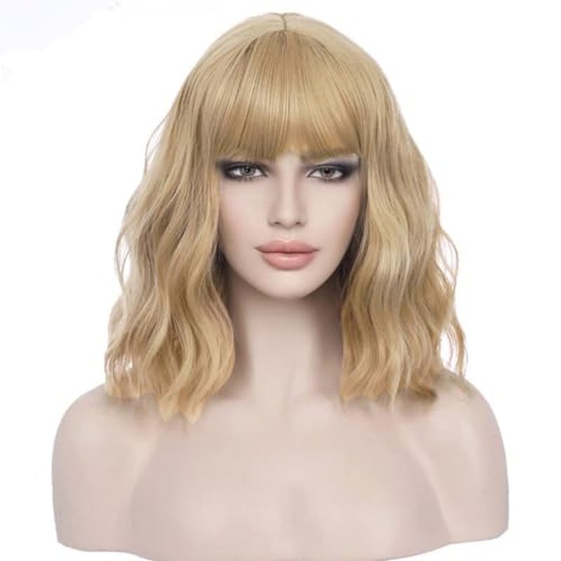 BERON 14 Inches Rainbow Wig Short Curly Wig Women Girl's Synthetic Wig Rainbow Wig with Bangs Wig Cap Included
