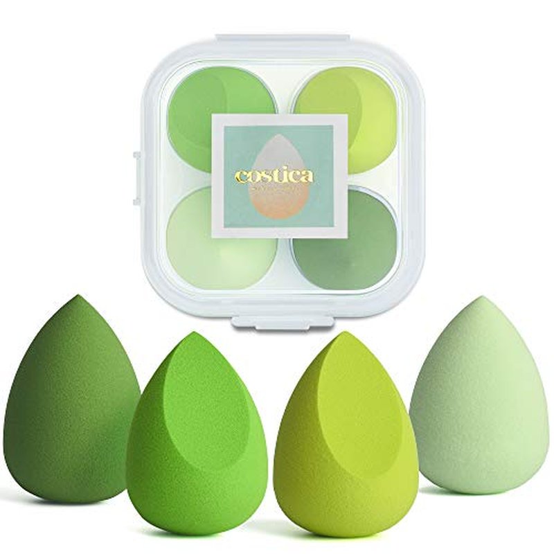 COSTICA Makeup Sponge Set Blender, Beauty Sponge Makeup Blender Flawless for Liquid - Multi Colored 4 pcs Rose Series
