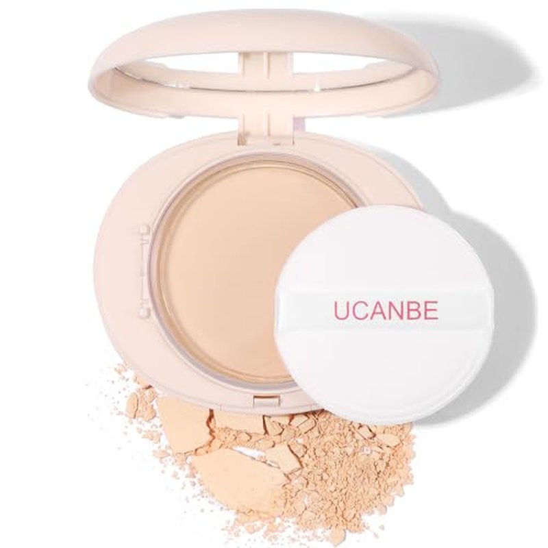 UCANBE 2-in-1 Pressed Face Powder & Foundation Makeup, Matte Oil Control Flawless Setting Powder, Korean Makeup,Waterproof Long Lasting Finishing Powder (Fair)