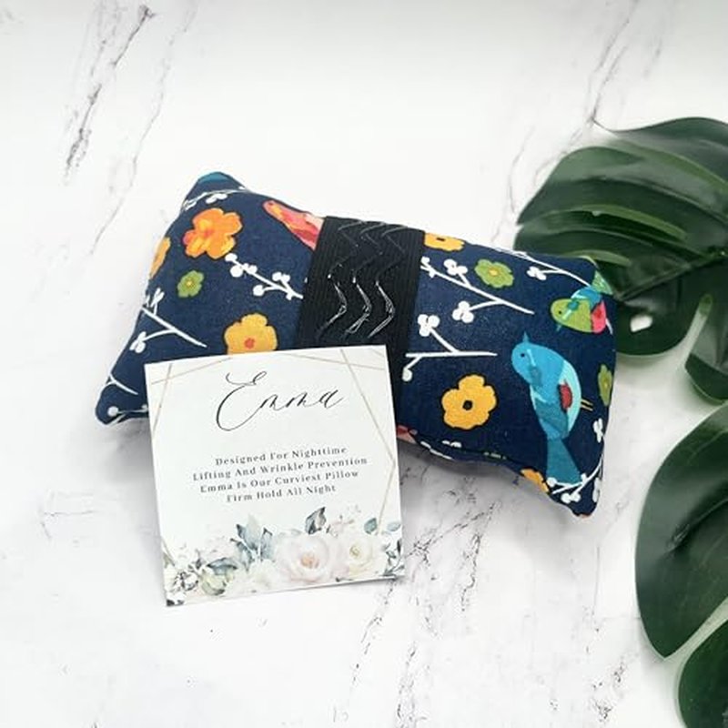 Strapless Handcrafted in The USA Cotton Breast Pillow for Woman Gift for her Side Sleeper Chest Relief Pillow While Sleeping with Anti Aging in Wrinkle Prevention (Bright Birds)