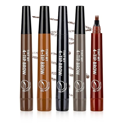 Upgrade 2PCS Magic Eyebrow Pencil, 2025 New 4-Tip Microblade Brow Pen Magic Eyebrow Pen, Waterproof Microblading Eyebrow Pencil Contouring Pen Natural Gap Filling Eyebrow Makeup Brow Pen (ALL Color)